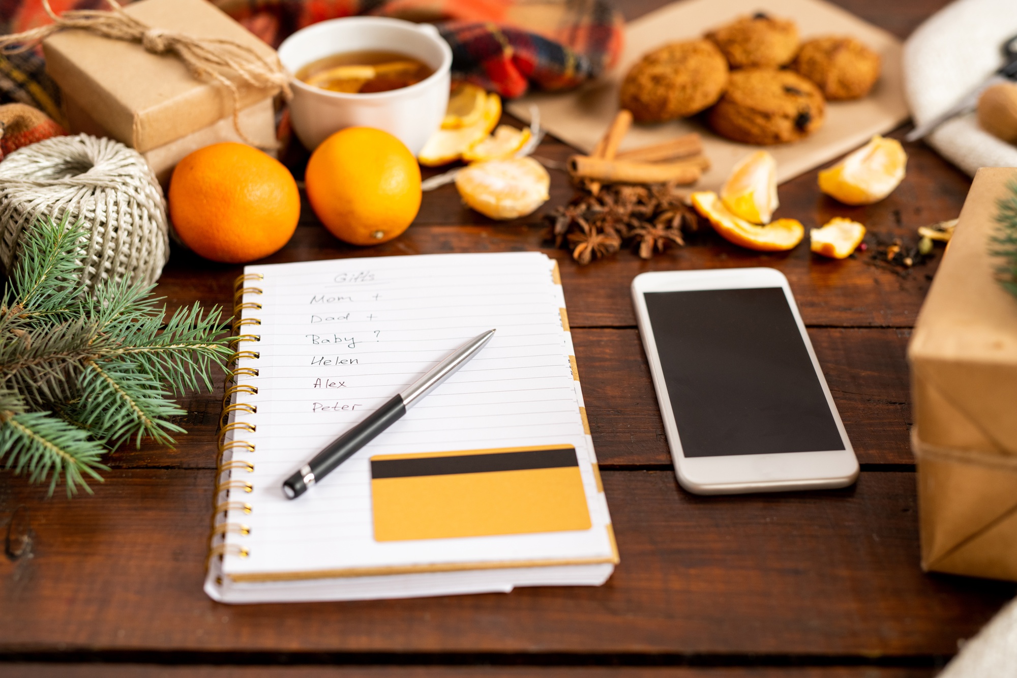 Contact workspace with planner and ingredients